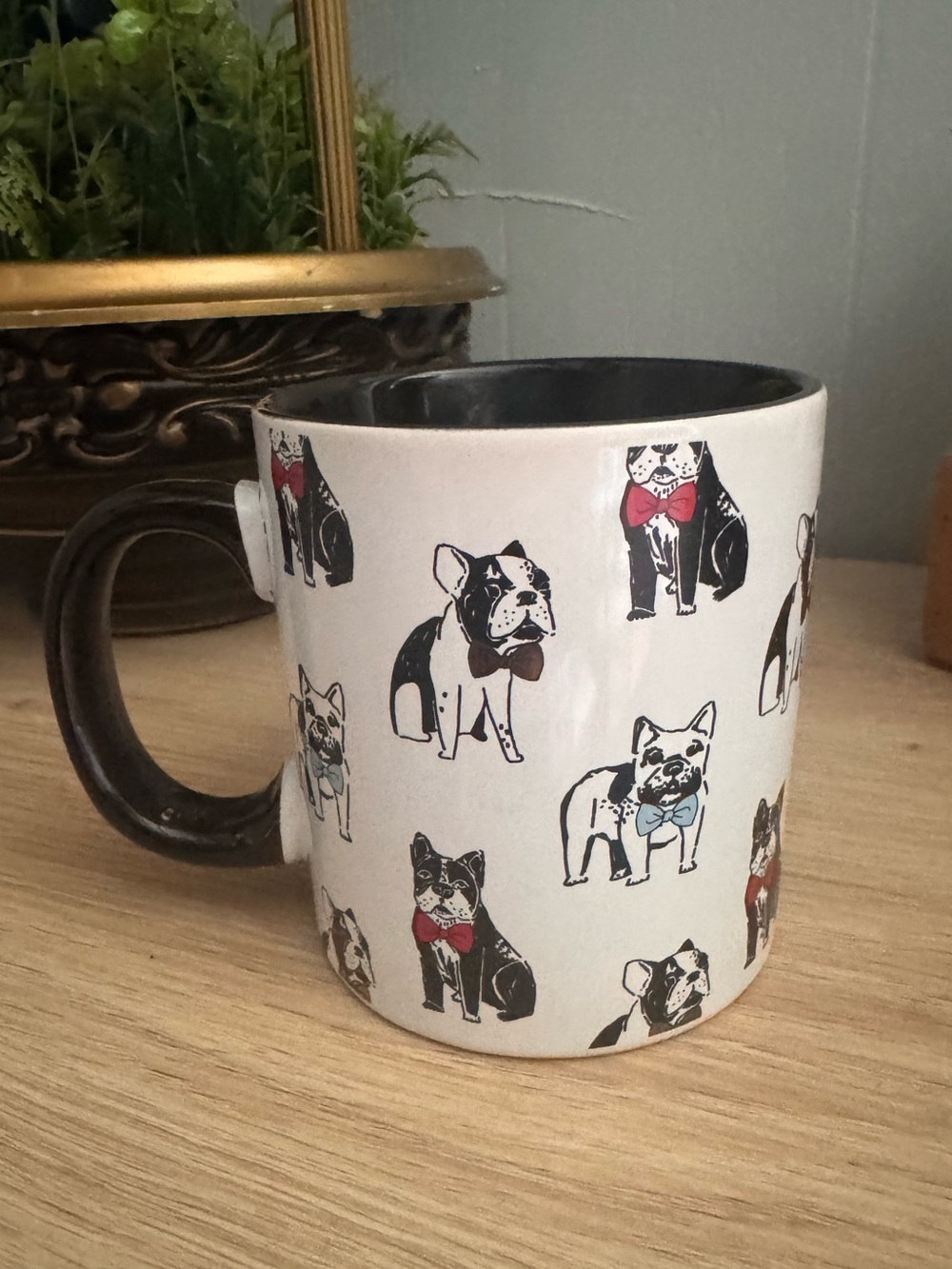 Gartner Studios Ceramic Mug with Black & White French Bulldog Pattern